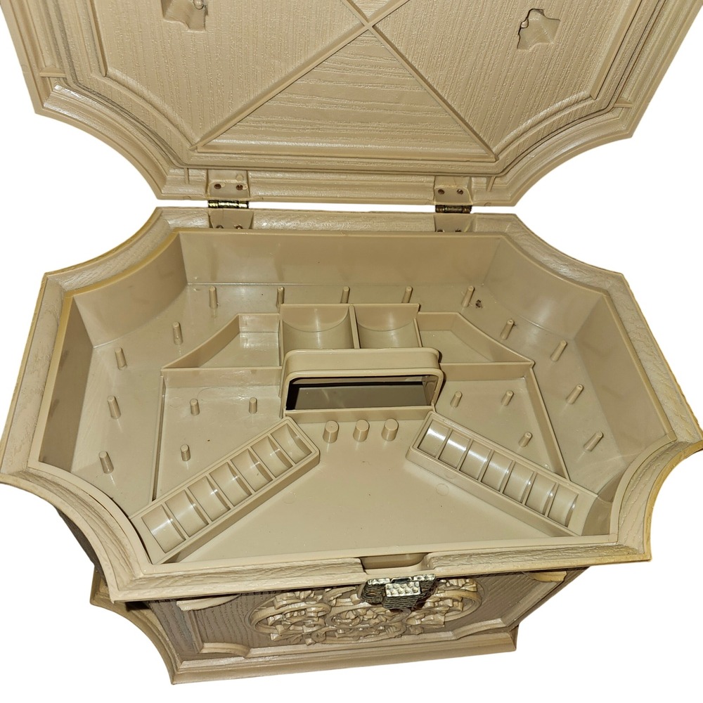 Vintage MCM 1970s Mary Klein Inc Sewing Box Medallion Beige Storage SC-2015 - Picture 3 of 14